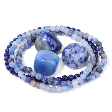 3pc Natural Stone Blue Crystal Bracelet Set
